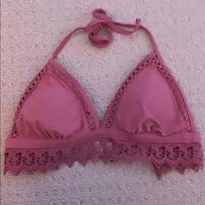Crocheted pink bikini top